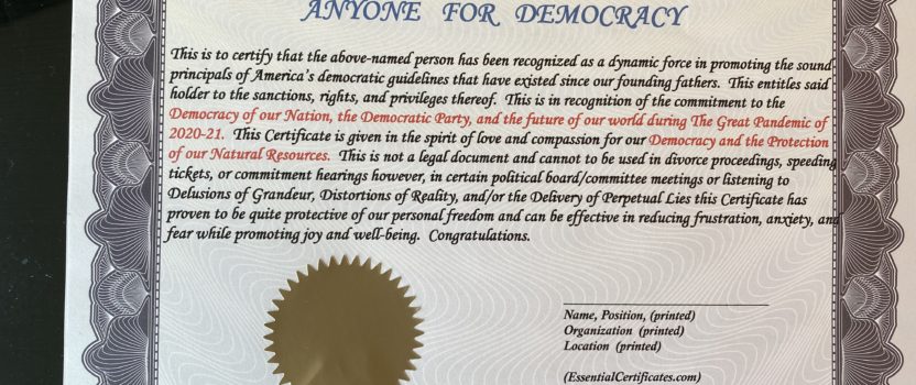 Certificate of Democracy